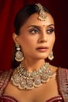 Buy_Nazaakat By Samara Singh_Mint Pearls, Zari, Stones Kundan Green Jewelry Set _Online_at_Aza_Fashions