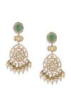 Buy_Nazaakat By Samara Singh_Mint Pearls, Zari, Stones Kundan Green Jewelry Set 