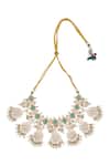 Shop_Nazaakat By Samara Singh_Mint Pearls, Zari, Stones Kundan Green Jewelry Set 