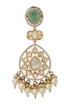 Nazaakat By Samara Singh_Mint Pearls, Zari, Stones Kundan Green Jewelry Set _Online