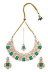 Shop Nazaakat By Samara Singh Mint Zari Kundan Green Jewelry Set at Aza Fashions Shop_Nazaakat By Samara Singh_Mint Zari Kundan Green Jewelry Set _at_Aza_Fashions