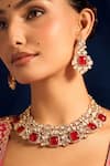 Nazaakat By Samara Singh_Red Zari Ruby Kundan Jewelry Set _at_Aza_Fashions