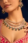 Shop Nazaakat By Samara Singh Green Zari Kundan Necklace And Earring Set Online at Aza Fashions Shop_Nazaakat By Samara Singh_Green Zari Kundan Necklace And Earring Set _Online_at_Aza_Fashions