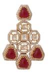 Shop_Nazaakat By Samara Singh_Red Zari Ruby Kundan Necklace And Earring Set _Online_at_Aza_Fashions