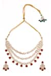 Shop_Nazaakat By Samara Singh_Red Zari Ruby Kundan Necklace And Earring Set _at_Aza_Fashions