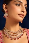 Nazaakat By Samara Singh_Red Zari Ruby Kundan Necklace And Earring Set _at_Aza_Fashions