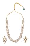 Shop_Nazaakat By Samara Singh_Blue Zari Kundan Necklace And Earring Set _at_Aza_Fashions