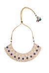 Nazaakat By Samara Singh Blue Zari Kundan Necklace Set at Aza Fashions Nazaakat By Samara Singh_Blue Zari Kundan Necklace Set _at_Aza_Fashions