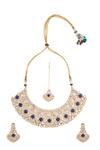 Shop Nazaakat By Samara Singh Blue Zari Kundan Necklace Set at Aza Fashions Shop_Nazaakat By Samara Singh_Blue Zari Kundan Necklace Set _at_Aza_Fashions