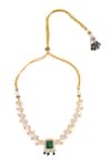 Shop Nazaakat By Samara Singh Green Zari Kundan Necklace And Earring Set Online at Aza Fashions Shop_Nazaakat By Samara Singh_Green Zari Kundan Necklace And Earring Set _Online_at_Aza_Fashions