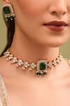 Buy Nazaakat By Samara Singh Green Zari Kundan Necklace And Earring Set Buy_Nazaakat By Samara Singh_Green Zari Kundan Necklace And Earring Set