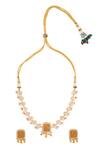 Shop Nazaakat By Samara Singh Yellow Zari Kundan Necklace And Earring Set at Aza Fashions Shop_Nazaakat By Samara Singh_Yellow Zari Kundan Necklace And Earring Set _at_Aza_Fashions