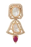 Nazaakat By Samara Singh_Pink Zari Kundan Ruby Necklace And Earrings Set _at_Aza_Fashions