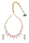 Shop_Nazaakat By Samara Singh_Pink Zari Kundan Ruby Necklace And Earrings Set _at_Aza_Fashions