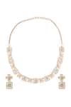 Shop_Nazaakat By Samara Singh_White Zari Kundan Brass Necklace And Earring Set _at_Aza_Fashions