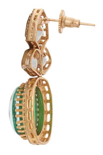 Shop_Nazaakat By Samara Singh_Green Zari Kundan Necklace And Earring Set _Online_at_Aza_Fashions