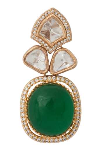 Nazaakat By Samara Singh_Green Zari Kundan Necklace And Earring Set _at_Aza_Fashions