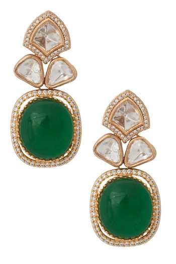 Buy_Nazaakat By Samara Singh_Green Zari Kundan Necklace And Earring Set 