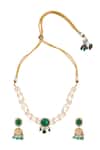 Shop_Nazaakat By Samara Singh_Green Kundan Necklace And Earring Set _at_Aza_Fashions