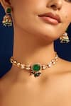 Shop_Nazaakat By Samara Singh_Green Kundan Necklace And Earring Set _Online_at_Aza_Fashions