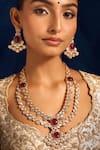 Buy_Nazaakat By Samara Singh_Pink Rani Kundan Necklace And Earring Set _at_Aza_Fashions