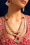 Nazaakat By Samara Singh_Red Zari Ruby Kundan Necklace And Earring Set _at_Aza_Fashions