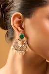 Shop Nazaakat By Samara Singh Green Zari Kundan Brass Earrings Online at Aza Fashions Shop_Nazaakat By Samara Singh_Green Zari Kundan Brass Earrings _Online_at_Aza_Fashions