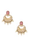 Shop_Nazaakat By Samara Singh_Pink Zari Kundan Brass Earrings _at_Aza_Fashions