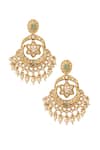 Shop_Nazaakat By Samara Singh_Gold Plated Mint Green Kundan Earrings _at_Aza_Fashions