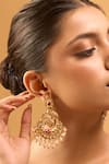 Nazaakat By Samara Singh_Purple Zari, Pearls Kundan Earrings _Online_at_Aza_Fashions