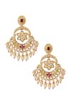 Shop_Nazaakat By Samara Singh_Purple Zari, Pearls Kundan Earrings _at_Aza_Fashions