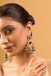 Buy_Nazaakat By Samara Singh_Green Zari Kundan Earrings_at_Aza_Fashions