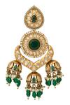 Shop_Nazaakat By Samara Singh_Green Zari Kundan Earrings_Online_at_Aza_Fashions