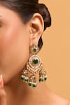 Nazaakat By Samara Singh_Green Zari Kundan Earrings_at_Aza_Fashions