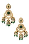 Shop_Nazaakat By Samara Singh_Green Zari Kundan Earrings_at_Aza_Fashions