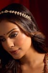Shop_Nazaakat By Samara Singh_White Kundan Brass Mathapatti _Online_at_Aza_Fashions