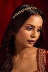 Buy_Nazaakat By Samara Singh_Green Kundan Brass Mathapatti _at_Aza_Fashions