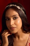 Buy_Nazaakat By Samara Singh_White Kundan Brass Mathapatti _at_Aza_Fashions