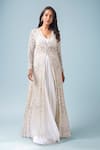 Buy_Neha Mehta Couture_Ivory Silk, Net Embroidery, Zari Round Neck, Hand Jacket And Lehenga Set _at_Aza_Fashions