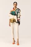 Buy_Kharakapas_Off White Collared Floral Wash Top _at_Aza_Fashions