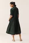 Shop_Kharakapas_Green Cotton Collared Tangled In Checks Dress _at_Aza_Fashions