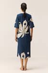 Shop_Kharakapas_Blue Cotton V-neck Sapphire Shadow Navy Dress _at_Aza_Fashions