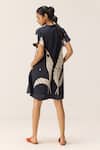 Shop_Kharakapas_Black Round Neck Phantom Leaves Dress _at_Aza_Fashions