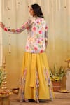 Shop_B'Infinite_Multi Color Organza Open Neck, Garden Tulip Embellished Three Piece Set _at_Aza_Fashions