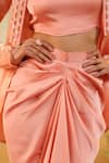 Buy_B'Infinite_Peach Organza Embroidery Round Neck Sorbet Embellished Three-piece Set 