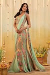 B'Infinite_Green Georgette Embroidery Pop Mirage Embellished Draped Saree And Blouse Set _at_Aza_Fashions