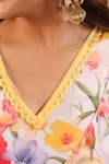 Shop_B'Infinite_Multi Color Georgette Garden Tulipe Embellished Draped Saree And Blouse Set _Online_at_Aza_Fashions