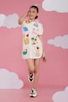 Hoity Moppet_White Denim Embroidery Designer Dress _Online_at_Aza_Fashions