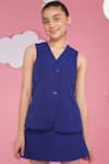 Hoity Moppet_Blue Crepe Flame Waistcoat And Shorts Set _Online_at_Aza_Fashions