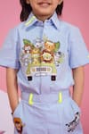 Hoity Moppet_Blue Cotton Embroidery Light Designer Shirt And Shorts Set _Online_at_Aza_Fashions